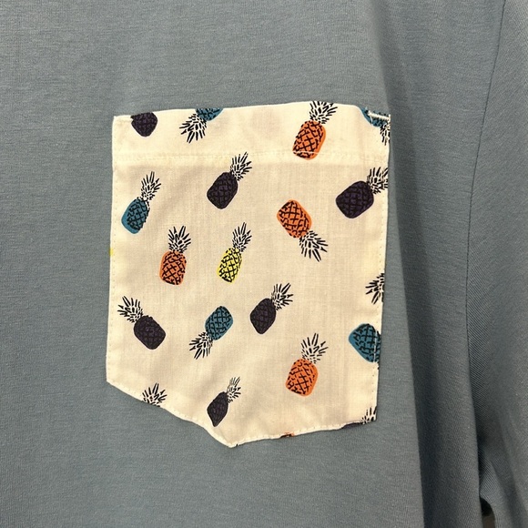 Silver Pocket T-Shirt Men's Large Cotton Vacation Resort Travel Pineapple Casual - Picture 2 of 6